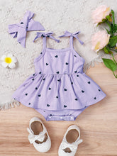 2pcs Baby Girls Heart Print Romper Dress & Headband - Lavender | 21...