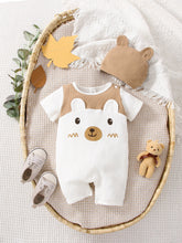 Baby Boys Bear Embroidered Ribbed Romper Set - Ivory