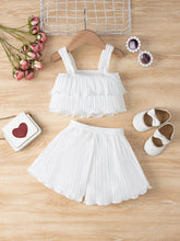2pcs Girls Pleated Tiered Cami Top & Shorts Set - Ivory | 21 Centur...