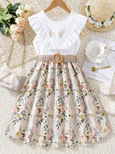 Big Girls Floral Embroidered Ruffle A-Line Dress - Ivory | 21 Centu...