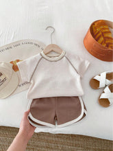 Baby Boys Waffle Knit Raglan Tee & Shorts Set - Ivory
