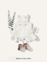 2pcs Girls Tweed Ruffle Hem Dress & Crossbody Bag Set - Ivory | 21 ...