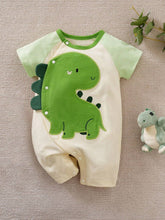 Baby Boys Dinosaur Appliqué Raglan Romper - Isabelline