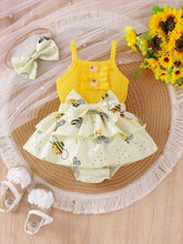 Baby Girls Bee Print Ribbed Bodysuit & Tiered Skirt Set - Buttercup...