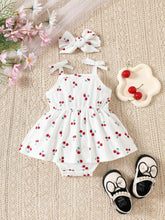 2pcs Baby Girls Cherry Print Romper & Bow Headband - Ivory | 21 Cen...
