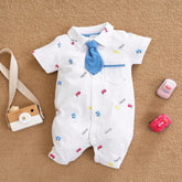 Baby Boys Car Print Collar Romper - Ivory