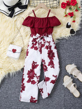 Little Girls Ruffle Cold-Shoulder Floral Jumpsuit - Crimson | 21 Ce...