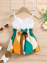 2pcs Girls Scallop Cami Top & Geo-Print Shorts Set - Ecru | 21 Cent...