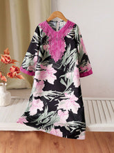 Little Girls Floral Print Lace Trim Tunic Dress - Onyx | 21 Century...