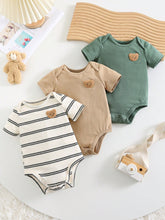 Boys Bear Patch Striped & Solid Bodysuit 3-Pack - Isabelline