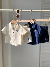 4pcs Boys Polo Collar Knit Shirt & Shorts Set - Ivory