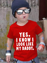 Little Boys 'Look Like My Daddy' Slogan Tee - Scarlet
