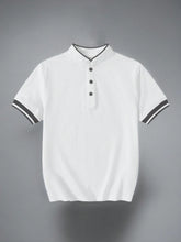 Boys Contrast Tipped Stand Collar Henley Polo - Ivory | 21 Century ...