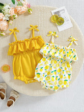 2pcs Baby Girls Ruffle Tie-Strap Bodysuit Set - Buttercup | 21 Cent...