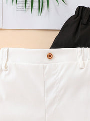 2pcs Boys Tailored Chino Shorts with Retro Button - Ivory | 21 Cent...