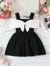 Girls Colourblock Bow-Front A-Line Dress - Onyx | 21 Century Kids