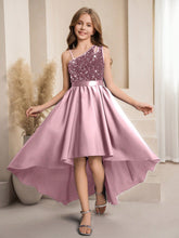 Girls Sequin One-Shoulder High-Low Formal Dress - Mauve | 21 Centur...