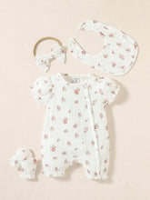 4pcs Baby Girls Ditsy Floral Muslin Romper Set - Ivory | 21 Century...
