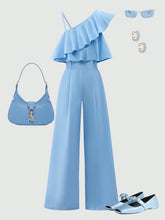 2pcs Big Girls Ruffle One-Shoulder Jumpsuit & Wide-Leg Pants - Peri...