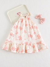 Girls Palm Print Ruffle Hem Smock Dress - Isabelline