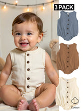 Baby Boys Sleeveless Button-Front Cotton Romper - Isabelline