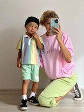 2pcs Boys Pastel Stripe Polo Shirt & Shorts Set - Opal