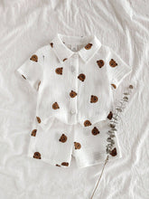 Baby Boys Bear Print Collar Shirt & Shorts Set - Ivory