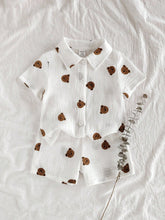 Baby Boys Bear Print Collar Shirt & Shorts Set - Ivory