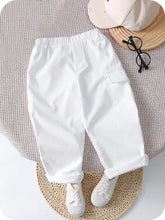 Boys Cargo-Pocket Twill Tapered Trousers - Ivory | 21 Century Kids