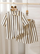3pcs Boys Waffle-Knit Striped Shirt & Shorts Set - Ecru | 21 Centur...