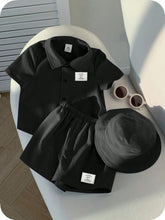 3pcs Boys Textured Polo Shirt, Shorts & Bucket Hat Set - Onyx | 21 ...