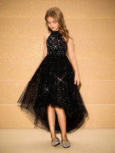 Big Girls Sequin Halter High-Low Tulle Party Dress - Onyx | 21 Cent...