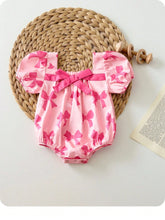 Baby Girls Bow Print Puff Sleeve Bodysuit - Blush