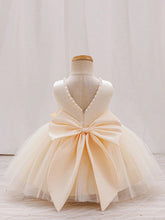Girls Pearl-Trim Tulle Ball Gown Bow Dress - Champagne | 21 Century...