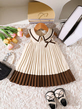 Girls Colourblock Pleated Peter Pan Collar Dress - Ecru | 21 Centur...