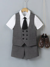 2pcs Big Boys Blazer Vest & Shorts Set - Classic Black