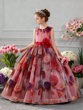 Girls Rose Print Ball Gown Formal Dress - Dusty Rose | 21 Century Kids