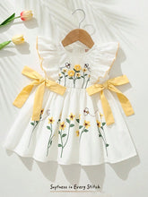 Girls Floral Embroidered Ruffle Sleeve A-Line Dress - Ivory | 21 Ce...