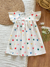 Girls Multicolour Heart Print Flutter Sleeve Dress - Ivory | 21 Cen...