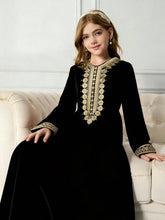 Big Girls Gold Coin Embroidered Abaya Maxi Dress - Onyx | 21 Centur...
