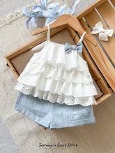 2pcs Girls Eyelet Tiered Camisole & Shorts Set - Ivory | 21 Century...
