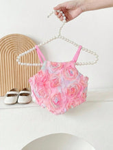 Baby Girls 3D Rose Appliqué Spaghetti Strap Romper - Blush