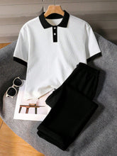 2pcs Boys Waffle Polo Shirt & Tailored Trousers Set - Ivory | 21 Ce...
