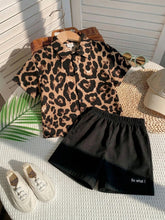 2pcs Little Boys Leopard Print Shirt & Shorts Set - Latte