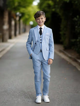 4pcs Big Boys Formal Blazer Vest Trousers & Tie Suit - Powder Blue ...
