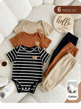Baby Boys Bear Patch Stripe Romper & Pants Set - Onyx