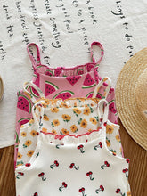 3pcs Girls Fruit Print Frill Neck Spaghetti Strap Bodysuit - Ivory ...