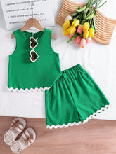 2pcs Little Girls Textured Tank Top & Shorts Set - Verdant | 21 Cen...