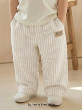 Boys Pinstripe Linen-Blend Wide-Leg Trousers - Griege | 21 Century ...