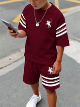 2pcs Big Boys Minimalist Round Neck Tee & Shorts Set - Classic